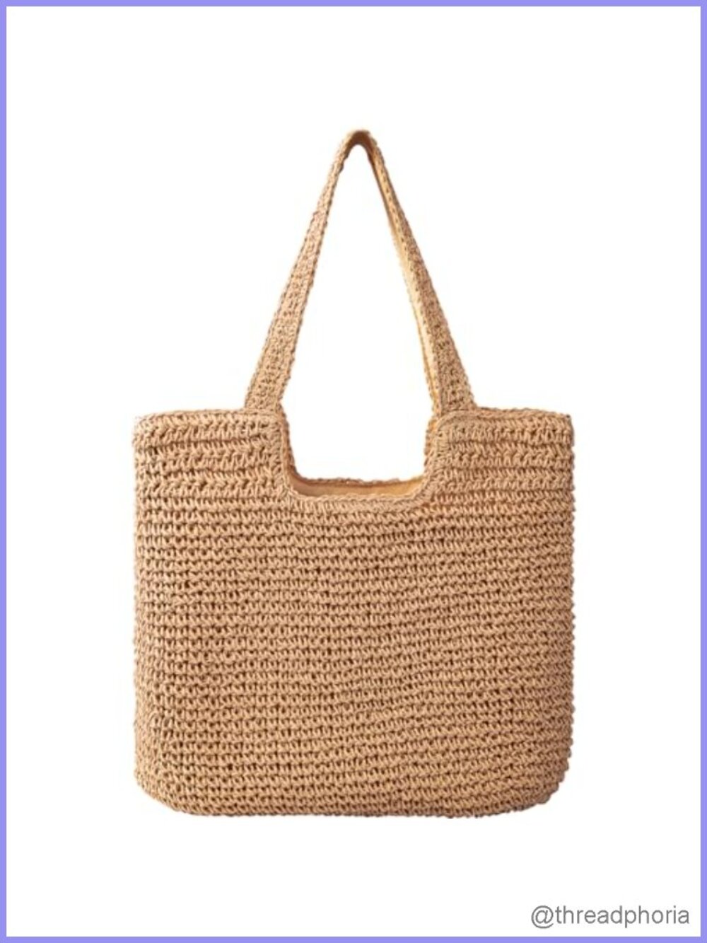 Straw Woven Beach Tote Bag Zipper Shoulder Handbag Large